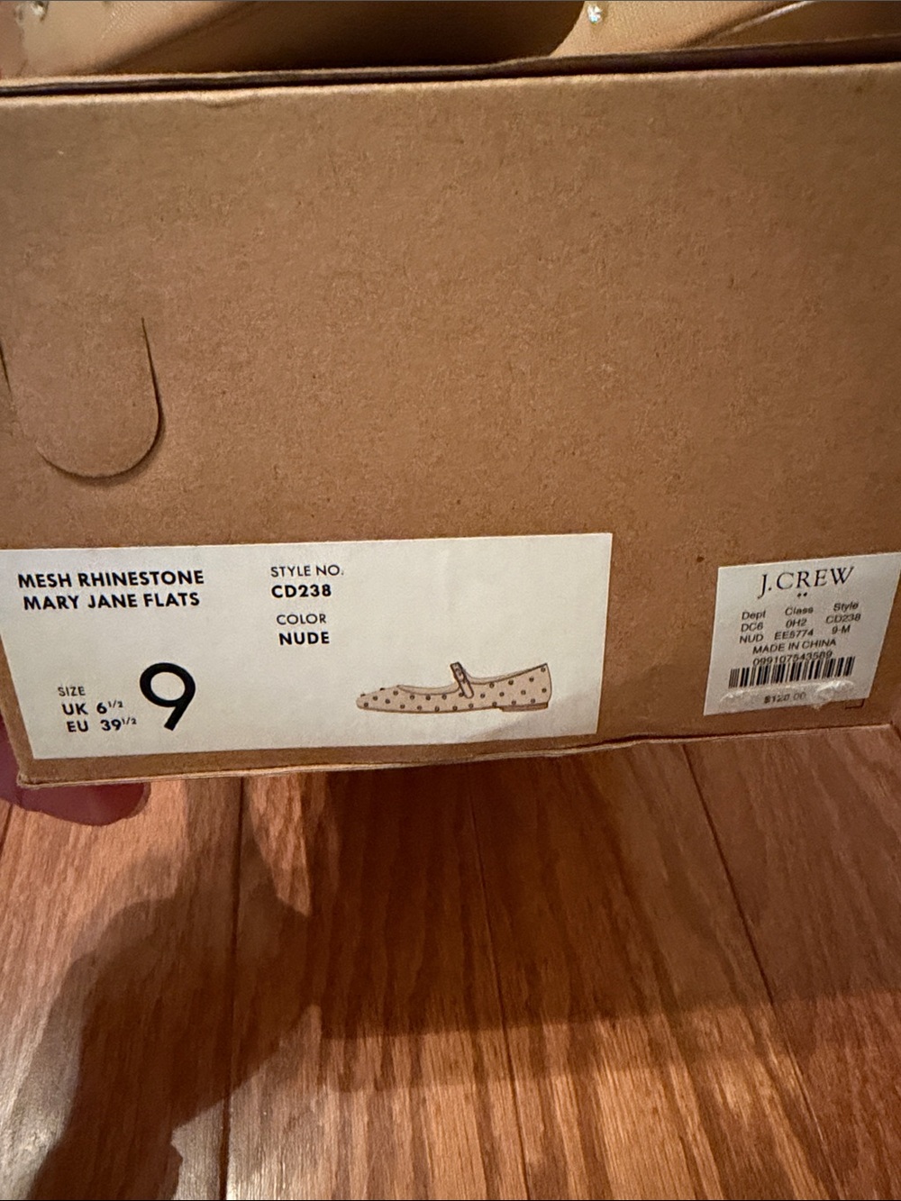 NEW J. Crew Nude Mesh Mary Jane Flats with Rhinestone Studs - Picture 4 of 5